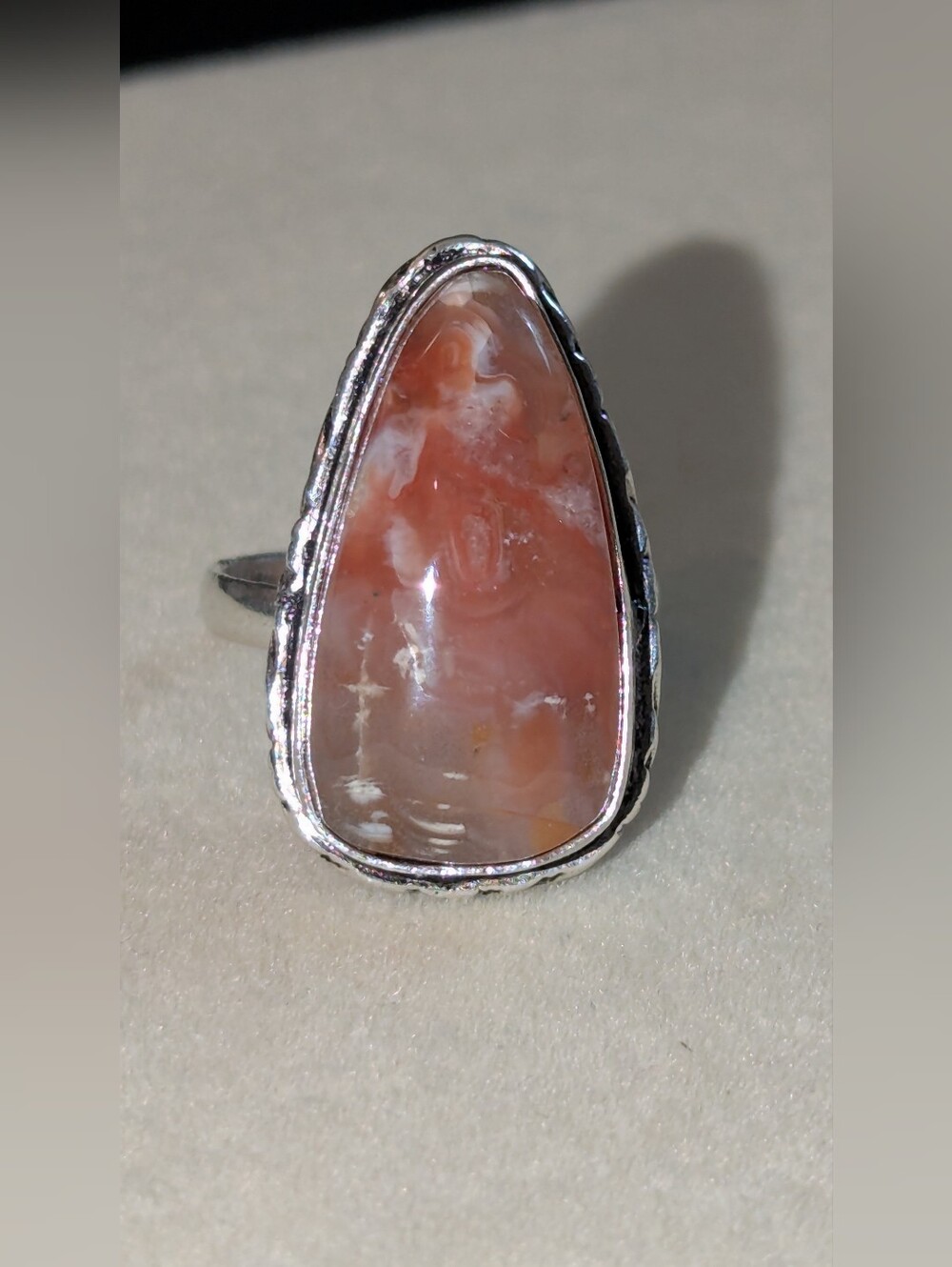 Artisan 925 Sterling Silver Carnelian Agate Ring – Size 7